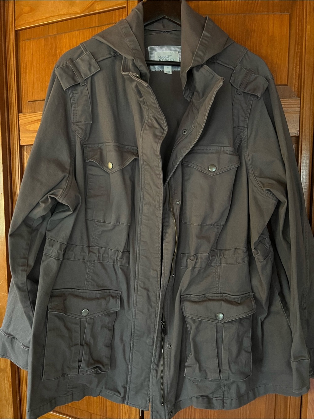 Market & Spruce Plus Utility Field Jacket in Tan/Gray